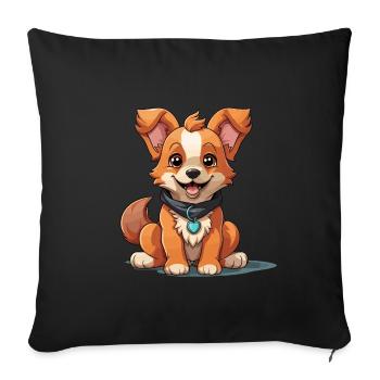 Dog - Kawaii Style - Sofa pillowcase 17,3'' x 17,3'' (45 x 45 cm) - black - Front
