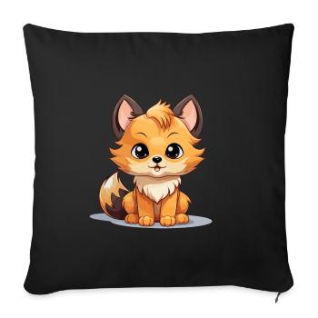 Fuchs - Kawaii Style - Sofakissenbezug 45 x 45 cm - Schwarz - Vorne