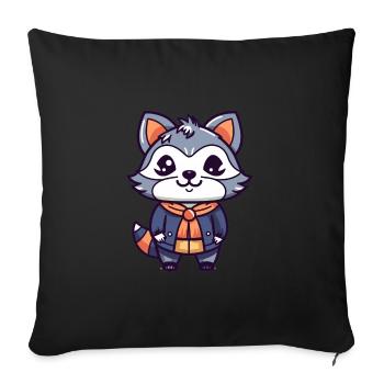 Raccoon - Kawaii Style - Sofa pillowcase 17,3'' x 17,3'' (45 x 45 cm) - black - Front