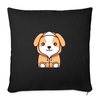 Dog - Kawaii Style - Sofa pillowcase 17,3'' x 17,3'' (45 x 45 cm) - black - Front