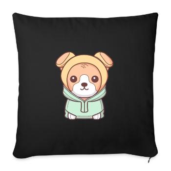 Dog - Kawaii Style - Sofa pillowcase 17,3'' x 17,3'' (45 x 45 cm) - black - Front