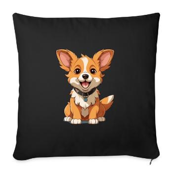 Dog - Kawaii Style - Sofa pillowcase 17,3'' x 17,3'' (45 x 45 cm) - black - Front