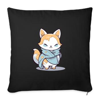 Fuchs - Kawaii Style - Sofakissenbezug 45 x 45 cm - Schwarz - Vorne