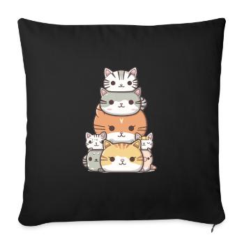 Cat - Kawaii Style - Sofa pillowcase 17,3'' x 17,3'' (45 x 45 cm) - black - Front