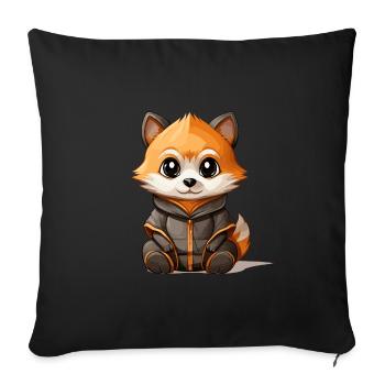 Raccoon - Kawaii Style - Sofa pillowcase 17,3'' x 17,3'' (45 x 45 cm) - black - Front