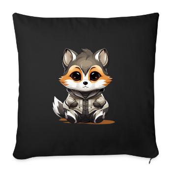 Raccoon - Kawaii Style - Sofa pillowcase 17,3'' x 17,3'' (45 x 45 cm) - black - Front