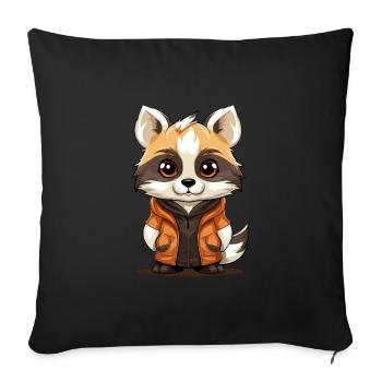 Raccoon - Kawaii Style - Sofa pillowcase 17,3'' x 17,3'' (45 x 45 cm) - black - Front