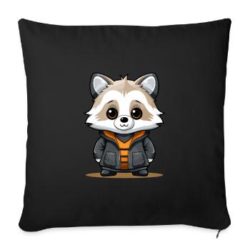 Raccoon - Kawaii Style - Sofa pillowcase 17,3'' x 17,3'' (45 x 45 cm) - black - Front