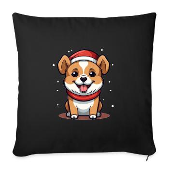 Design de Noël de chien - Style Kawaii - Housse de coussin décorative 45 x 45 cm - noir - Devant