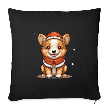Dog Christmas Design - Kawaii Style - Sofa pillowcase 17,3'' x 17,3'' (45 x 45 cm) - black - Front