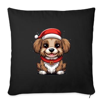 Dog Christmas Design - Kawaii Style - Sofa pillowcase 17,3'' x 17,3'' (45 x 45 cm) - black - Front