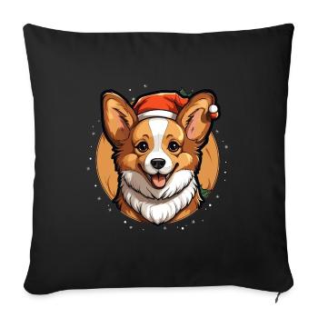 Design de Noël de chien - Style Kawaii - Housse de coussin décorative 45 x 45 cm - noir - Devant