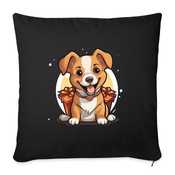 Design de Noël de chien - Style Kawaii - Housse de coussin décorative 45 x 45 cm - noir - Devant