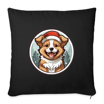 Dog Christmas Design - Kawaii Style - Sofa pillowcase 17,3'' x 17,3'' (45 x 45 cm) - black - Front