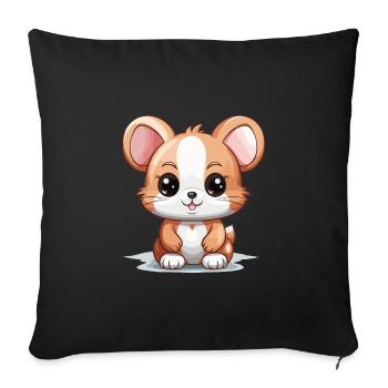 Mouse - Kawaii Style - Sofa pillowcase 17,3'' x 17,3'' (45 x 45 cm) - black - Front