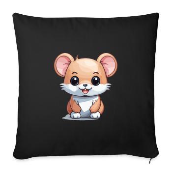 Mouse - Kawaii Style - Sofa pillowcase 17,3'' x 17,3'' (45 x 45 cm) - black - Front