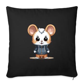 Mouse - Kawaii Style - Sofa pillowcase 17,3'' x 17,3'' (45 x 45 cm) - black - Front