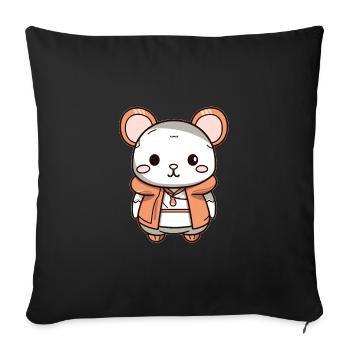 Mouse - Kawaii Style - Sofa pillowcase 17,3'' x 17,3'' (45 x 45 cm) - black - Front