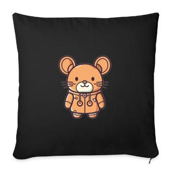 Mouse - Kawaii Style - Sofa pillowcase 17,3'' x 17,3'' (45 x 45 cm) - black - Front