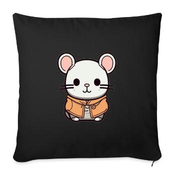 Mouse - Kawaii Style - Sofa pillowcase 17,3'' x 17,3'' (45 x 45 cm) - black - Front