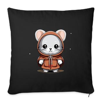 Mouse Christmas Design - Kawaii Style - Sofa pillowcase 17,3'' x 17,3'' (45 x 45 cm) - black - Front