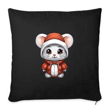 Mouse Christmas Design - Kawaii Style - Sofa pillowcase 17,3'' x 17,3'' (45 x 45 cm) - black - Front