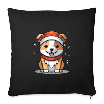 Design de Noël de chien - Style Kawaii - Housse de coussin décorative 45 x 45 cm - noir - Devant