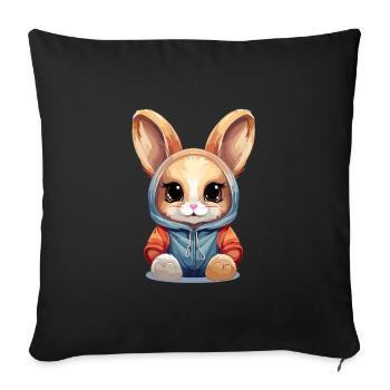 Lapin - Style Kawaii - Housse de coussin décorative 45 x 45 cm - noir - Devant