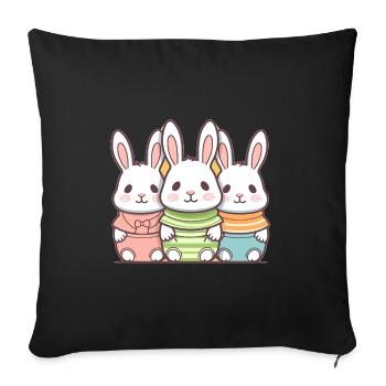 Lapin - Style Kawaii - Housse de coussin décorative 45 x 45 cm - noir - Devant