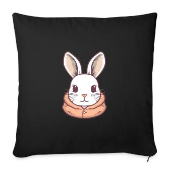 Lapin - Style Kawaii - Housse de coussin décorative 45 x 45 cm - noir - Devant