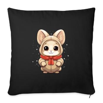 Bunny Christmas Design - Kawaii Style - Sofa pillowcase 17,3'' x 17,3'' (45 x 45 cm) - black - Front