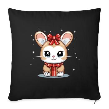 Bunny Christmas Design - Kawaii Style - Sofa pillowcase 17,3'' x 17,3'' (45 x 45 cm) - black - Front