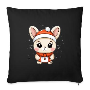 Bunny Christmas Design - Kawaii Style - Sofa pillowcase 17,3'' x 17,3'' (45 x 45 cm) - black - Front