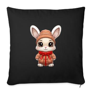 Bunny Christmas Design - Kawaii Style - Sofa pillowcase 17,3'' x 17,3'' (45 x 45 cm) - black - Front