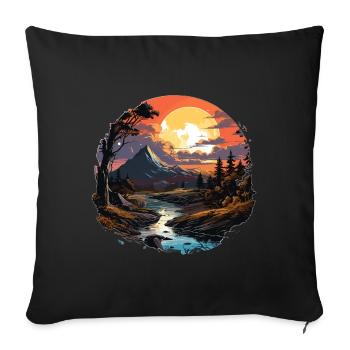 Landscape - Illustration - Sofa pillowcase 17,3'' x 17,3'' (45 x 45 cm) - black - Front