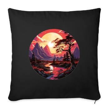 Landscape - Illustration - Sofa pillowcase 17,3'' x 17,3'' (45 x 45 cm) - black - Front