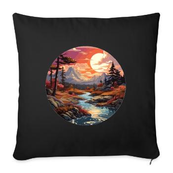 Landscape - Illustration - Sofa pillowcase 17,3'' x 17,3'' (45 x 45 cm) - black - Front