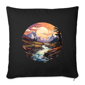 Landscape - Illustration - Sofa pillowcase 17,3'' x 17,3'' (45 x 45 cm) - black - Front