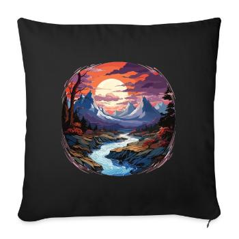 Landscape - Illustration - Sofa pillowcase 17,3'' x 17,3'' (45 x 45 cm) - black - Front