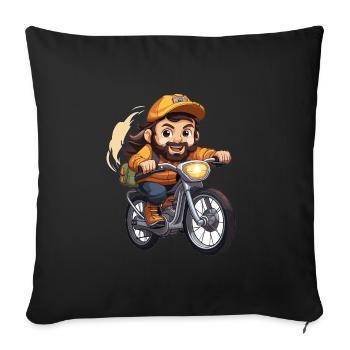 Cyclist Design - Kawaii Style - Sofa pillowcase 17,3'' x 17,3'' (45 x 45 cm) - black - Front