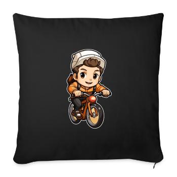 Cyclist Design - Kawaii Style - Sofa pillowcase 17,3'' x 17,3'' (45 x 45 cm) - black - Front
