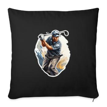 Golf Spieler - Illustration - Sofakissenbezug 45 x 45 cm - Schwarz - Vorne