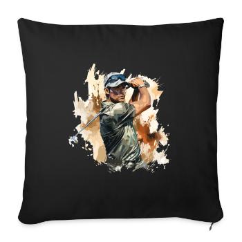 Golf Spieler - Illustration - Sofakissenbezug 45 x 45 cm - Schwarz - Vorne