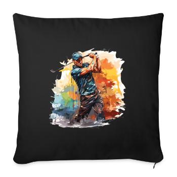 Golf Spieler - Illustration - Sofakissenbezug 45 x 45 cm - Schwarz - Vorne