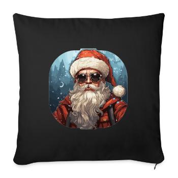 Père Noël - illustration - Housse de coussin décorative 45 x 45 cm - noir - Devant