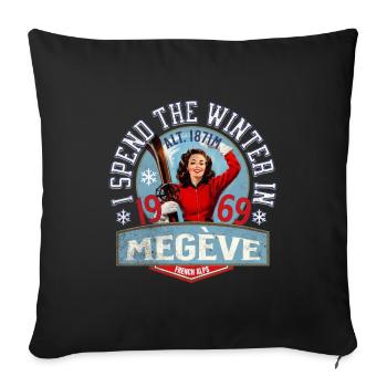 I spend the winter in Megève - Sofa pillowcase 17,3'' x 17,3'' (45 x 45 cm) - black - Front