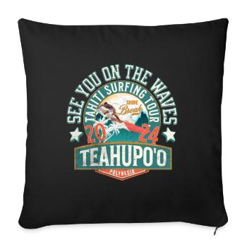 See you on the waves of Teahupoo - Housse de coussin décorative 45 x 45 cm - noir - Devant