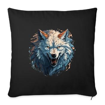 Wolf - Illustration - Sofa pillowcase 17,3'' x 17,3'' (45 x 45 cm) - black - Front