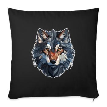Wolf - Illustration - Sofakissenbezug 45 x 45 cm - Schwarz - Vorne