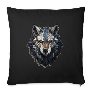 Wolf - Illustration - Sofakissenbezug 45 x 45 cm - Schwarz - Vorne